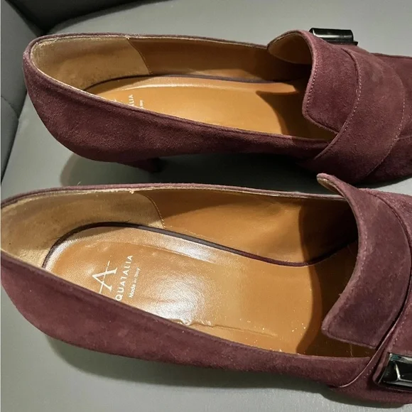 Aquatalia Maroon Suede Heels 11 M - Picture 4 of 8